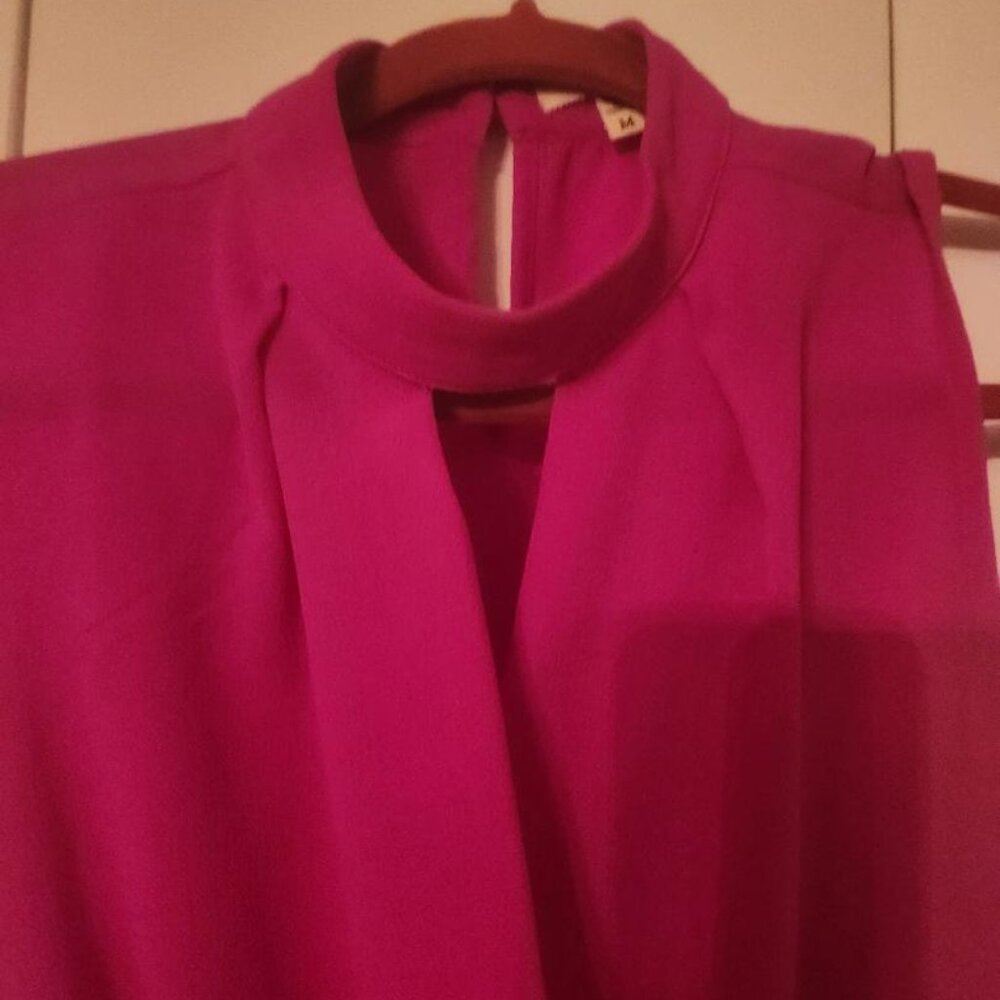 Sexy HOT PINK blouse-neck choker style